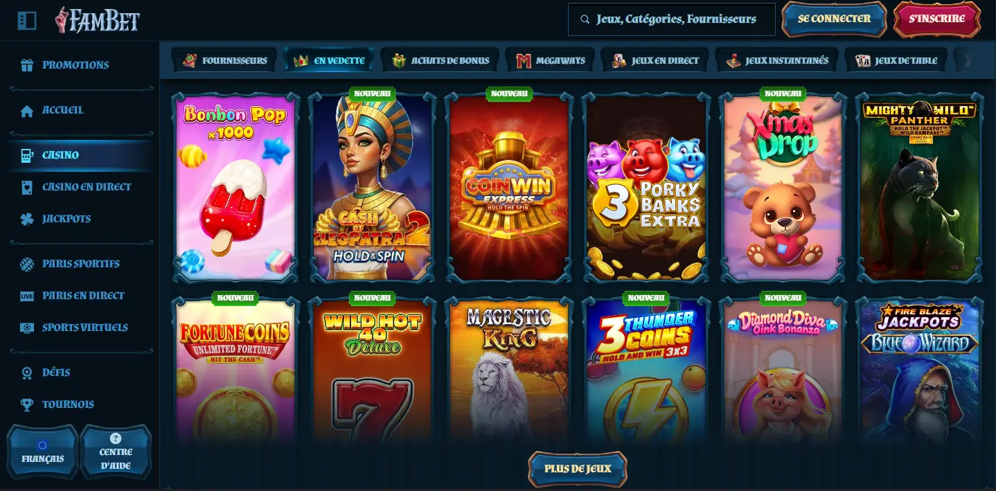 Fambet Casino France fournisseurs présents sur la plateforme